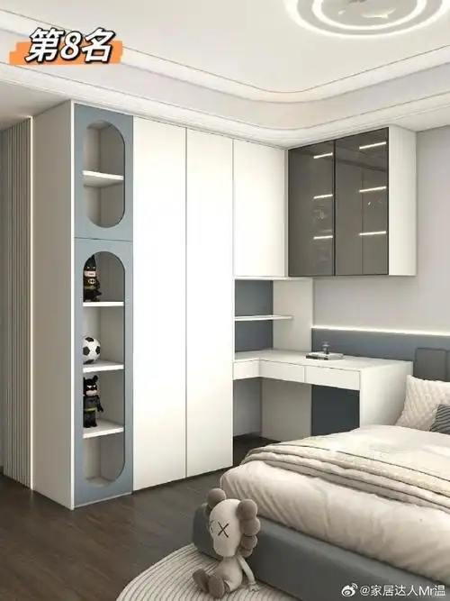 家居装修##美好家居打造法#    8款极简衣柜书桌一体化设计『附尺寸