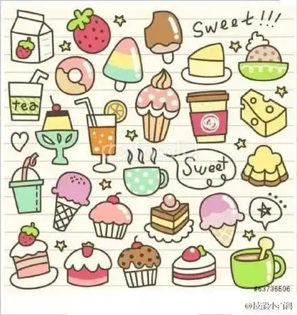 手帐里可以画的甜品再来一杯小甜点简笔画画一些可爱的小甜品甜滋滋的