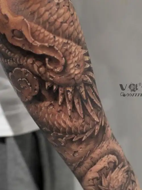 石刻之 盘龙臂 只属于你的非物质文化遗_纹身图案手稿图片_阿v的纹身