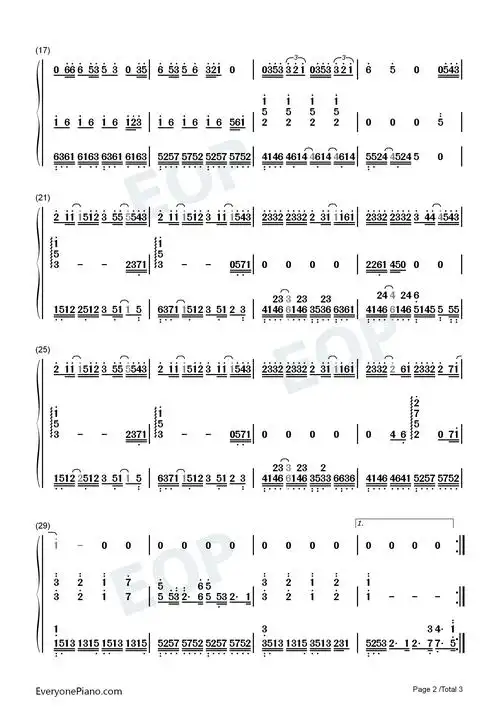 园游会-周杰伦c调简单版双手简谱预览2-钢琴谱文件(五线谱,双手简谱