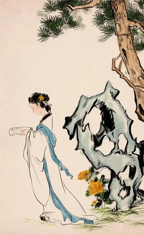 水墨国画古典诗词人物插图