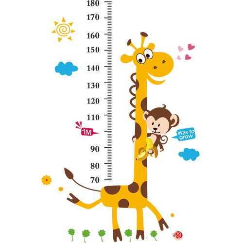 量身高墙贴测量仪家用儿童房间可记录童装店铺创意装饰小孩长颈鹿