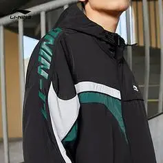 lining李宁荷叶风衣男春季新款外套美式复古薄款户外连帽防风运动服