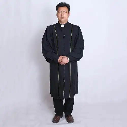 基督教牧师服三件套 牧师服 圣带 黑色款 牧师袍一件套/两件套/全