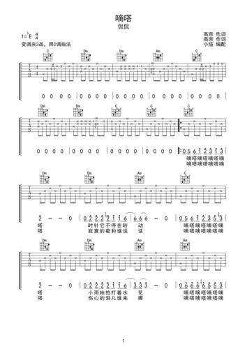 吉他谱 第1页
