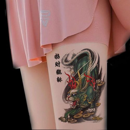 套装招财貔貅麒麟纹身贴半臂防水男女持久仿真刺青纹身贴霸气爆款
