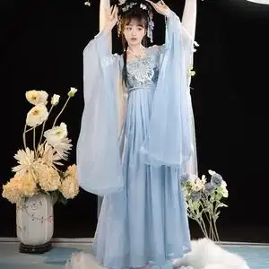 古装女仙女飘逸超仙汉服古风大码胖mm套装中国风公主夏款汉元素