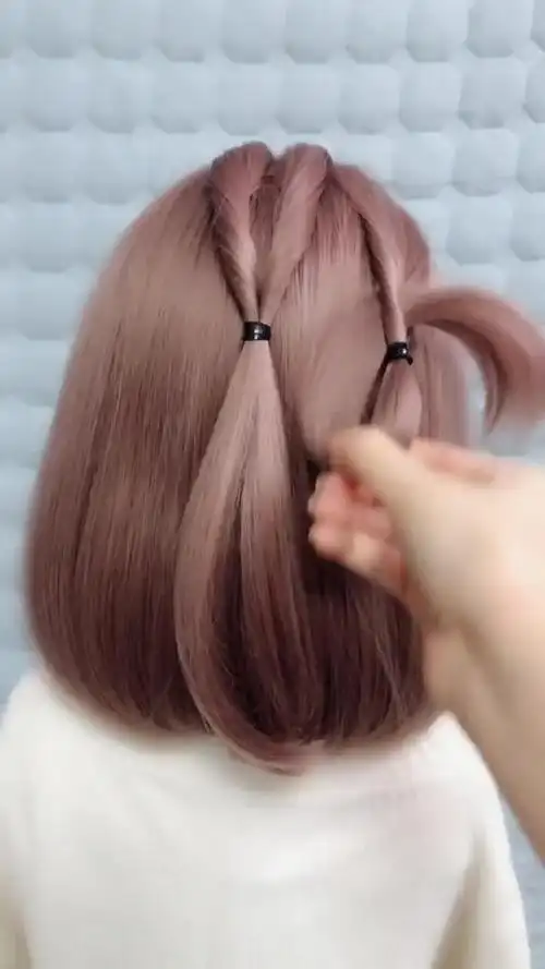 简单好看扎起来短发编发