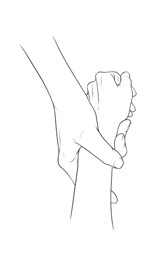 板绘素材双手紧握手部线稿