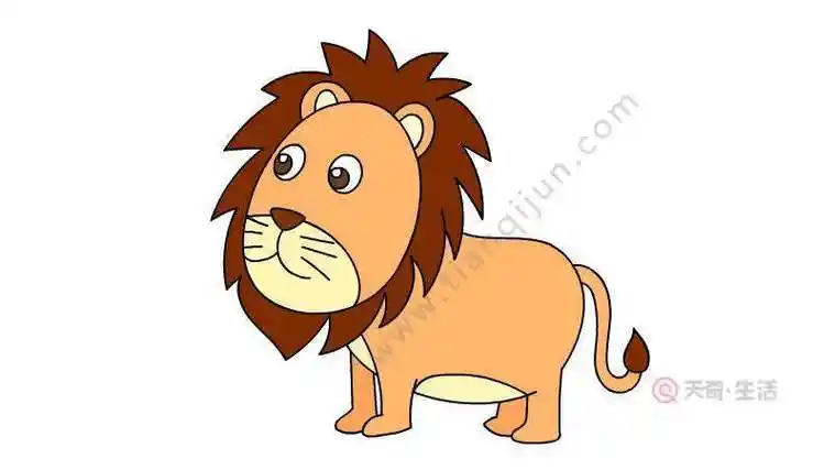 动物狮子简笔画带颜色