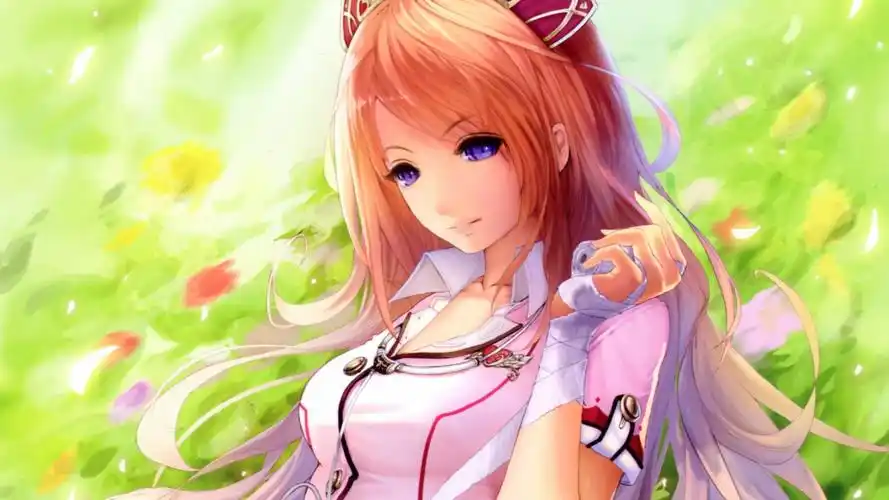 女孩,长头发,蓝色眼睛,萌,花背景图,可爱动漫女生壁纸,好看的女孩,长