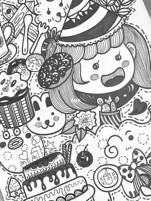 线描创意绘画动漫人物卡通简笔画绘画卡通动漫简笔画线描画画