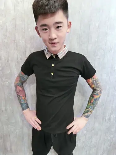 快手红人天佑高迪同款潮男时尚半袖精神社会小伙修身短袖翻领t恤