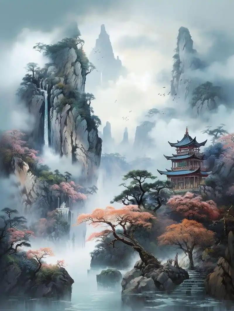 国风山水写意招财高清