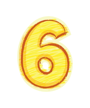 橙色手绘字母数字6