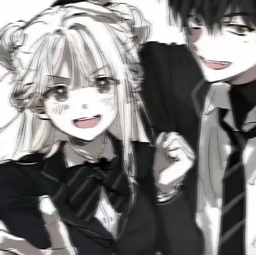 夏日次元盛典#|#动漫头像#简单的黑白动漫情侣头像