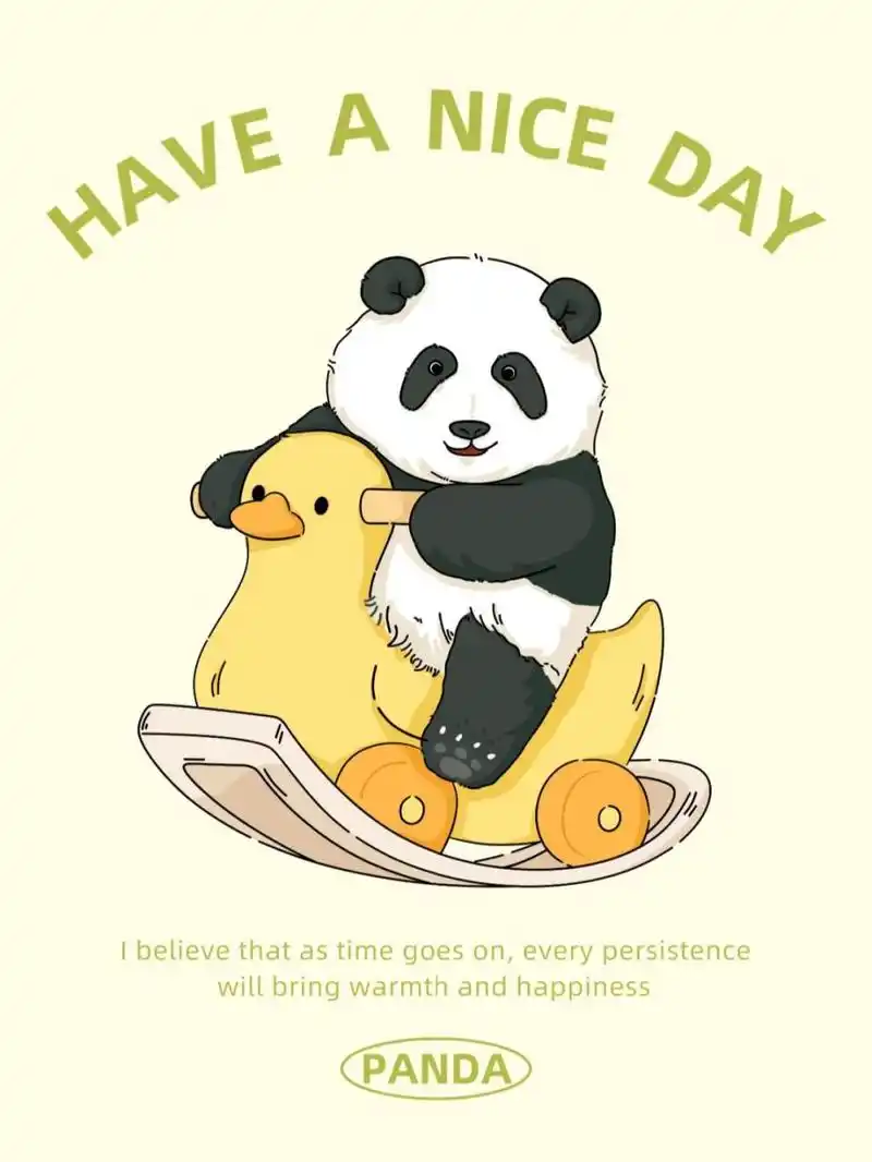 壁纸分享丨熊猫宝宝玩具木马摇椅可爱卡通 原创插画壁纸头像 可爱的