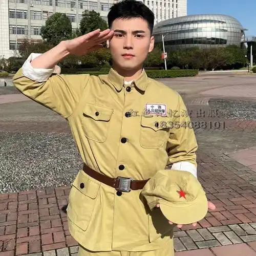 军装成人土黄色老式解放装军抗美援朝红八路军演出服包邮已售11￥48折