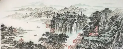 我的横幅国画山水一一云卷云舒赵美