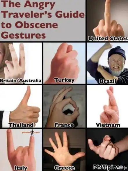 各国骂人的手语集合,你知道几个?