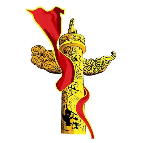 红旗包裹着的金色华表131404png免抠图片素材