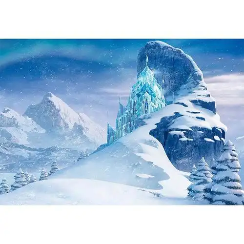 雪景背景冰雪奇缘生日派对儿童冬天室外喷绘背景布类