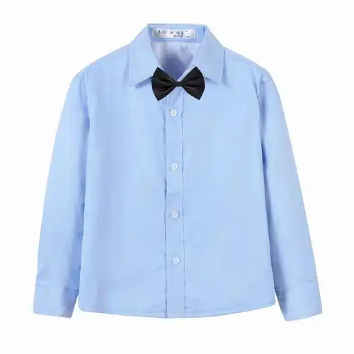 儿童白衬衫男童女童男孩长袖衬衣粉色蓝小学生表演出校服棉春秋