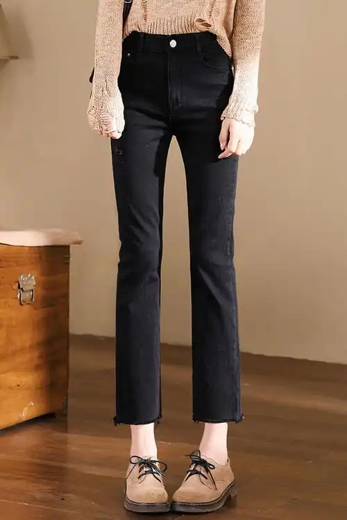 黑裤子女显瘦九分