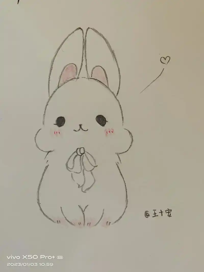 2023年第一只小兔子.#可爱到爆炸99 #画画#手绘 #新 - 抖音