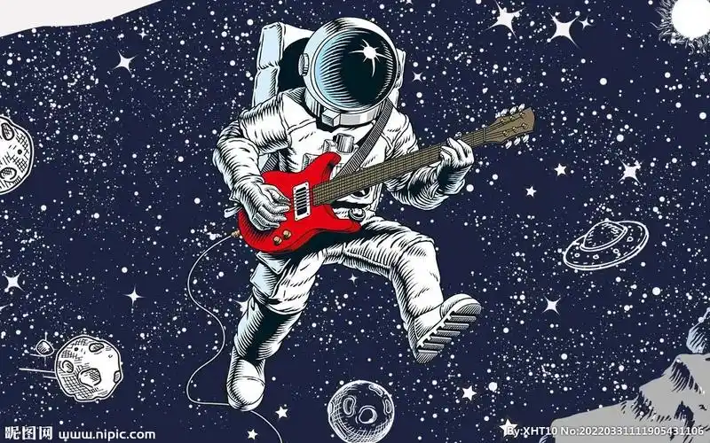 星空宇航员卡通背景墙图片