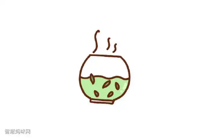 一杯绿茶的简单画法步骤