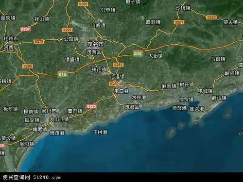 中国广东省茂名市电白县电白盐场地图(卫星地图)