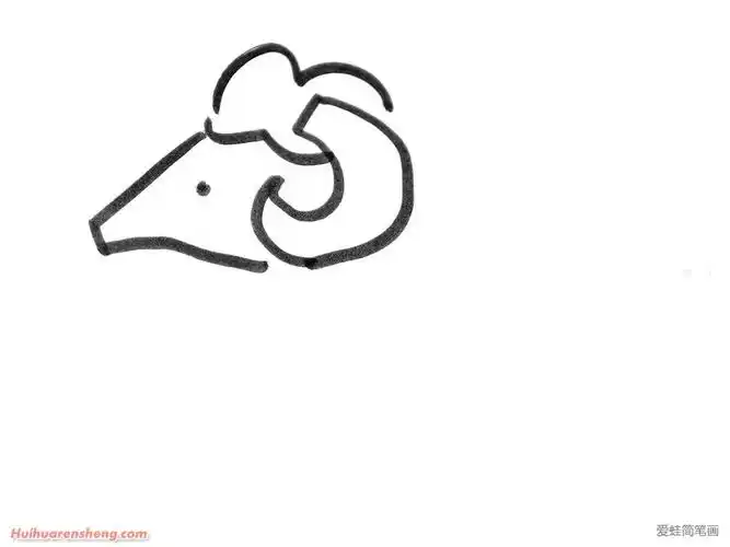 长角的绵羊简笔画_其他动物简笔画-简笔画大全