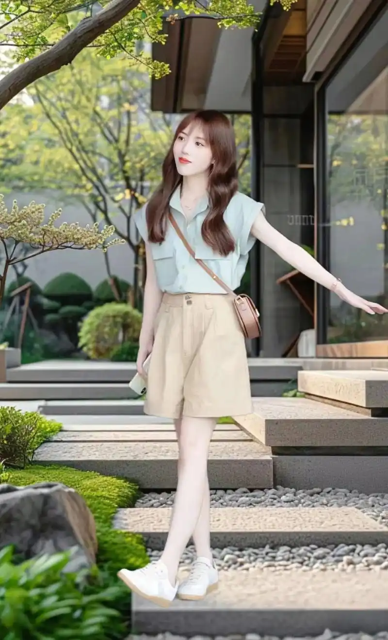 夏天梨形身材怎么穿啊,姐妹们,这套碧青色polo短袖衬衫十卡 - 抖音