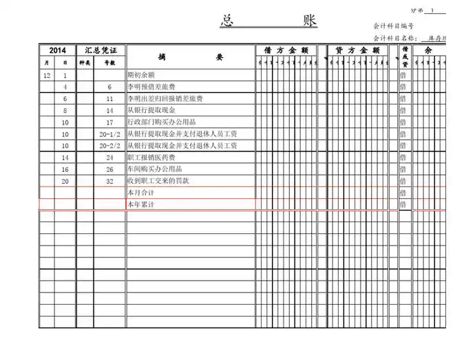 账簿模板(空表)