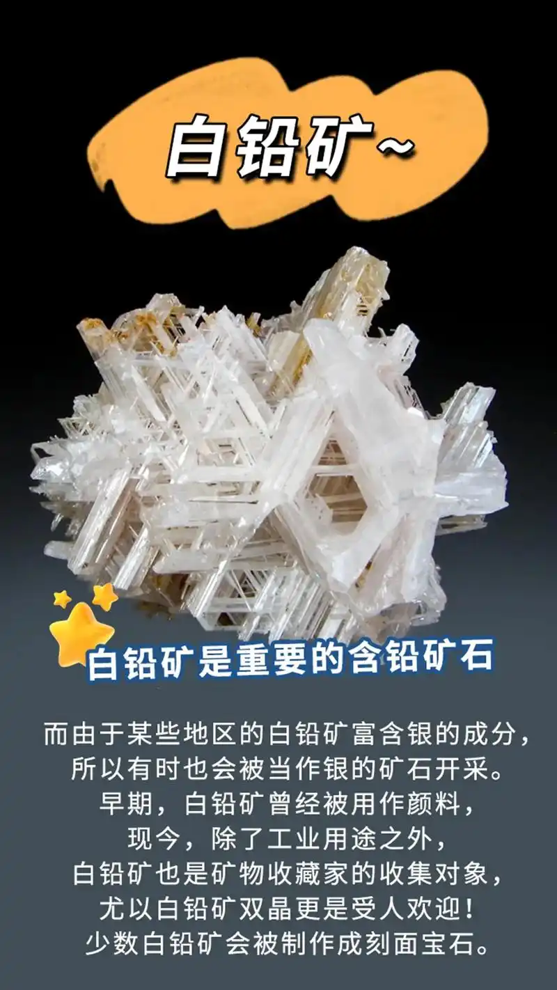 白铅矿的这些知识你都知道吗?#宝石 #矿石#图文扶持计划入口 - 抖音