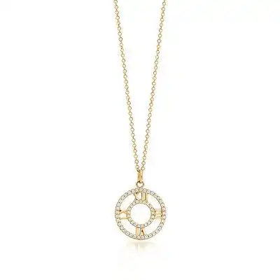 tiffany & co/蒂芙尼 atlas系列18k金镶嵌钻石圆形吊坠项链 32655289