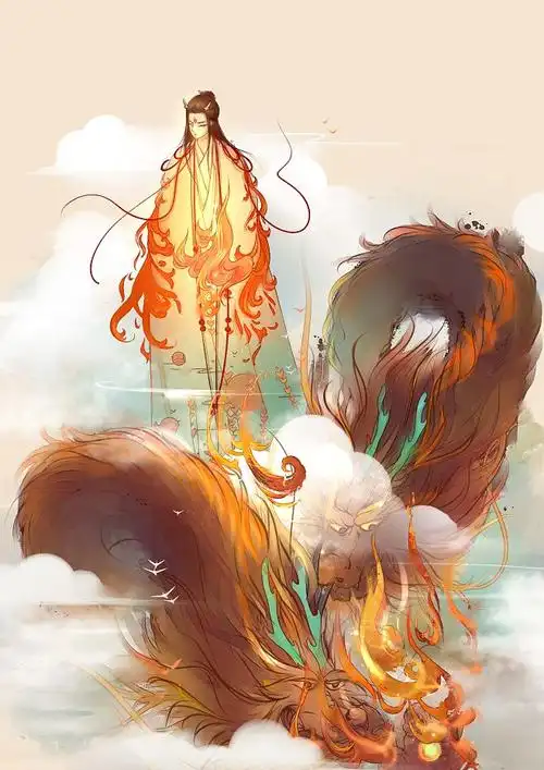 山海经插画祝融神话意境