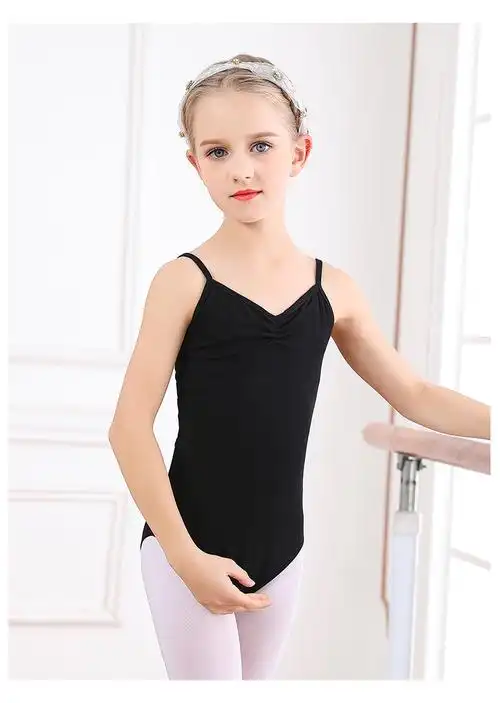 现货儿童舞蹈服吊带夏季练功服女童连体网纱无袖背心棉专业考级服