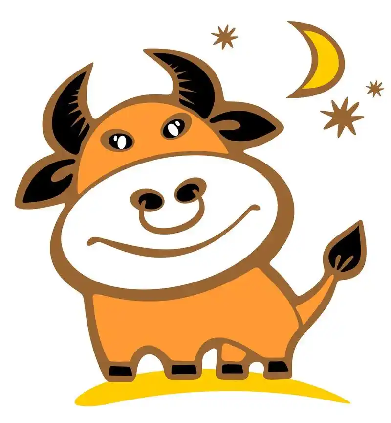 卡通牛,孤立在白色背景上的卡通牛.黄道十二宫星座.