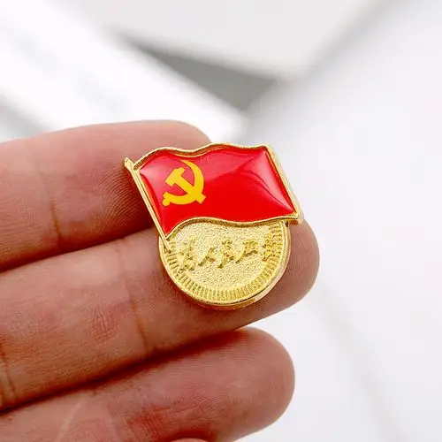 标准锌合金党徽别针蝴蝶超强双面磁铁党员胸针文创