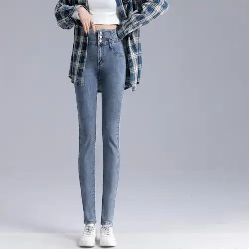 超高腰牛仔裤女显瘦显高2021年新款春秋修身弹力紧身铅笔小脚裤子