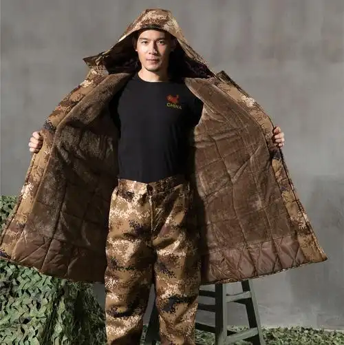 冬季荒漠迷彩军大衣男冬季加厚防寒中长款工作服青少年潮流劳保暖