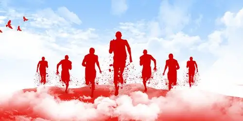 青春加油红色简约奔跑的青年54五四青年节展板背景五四青年节背景