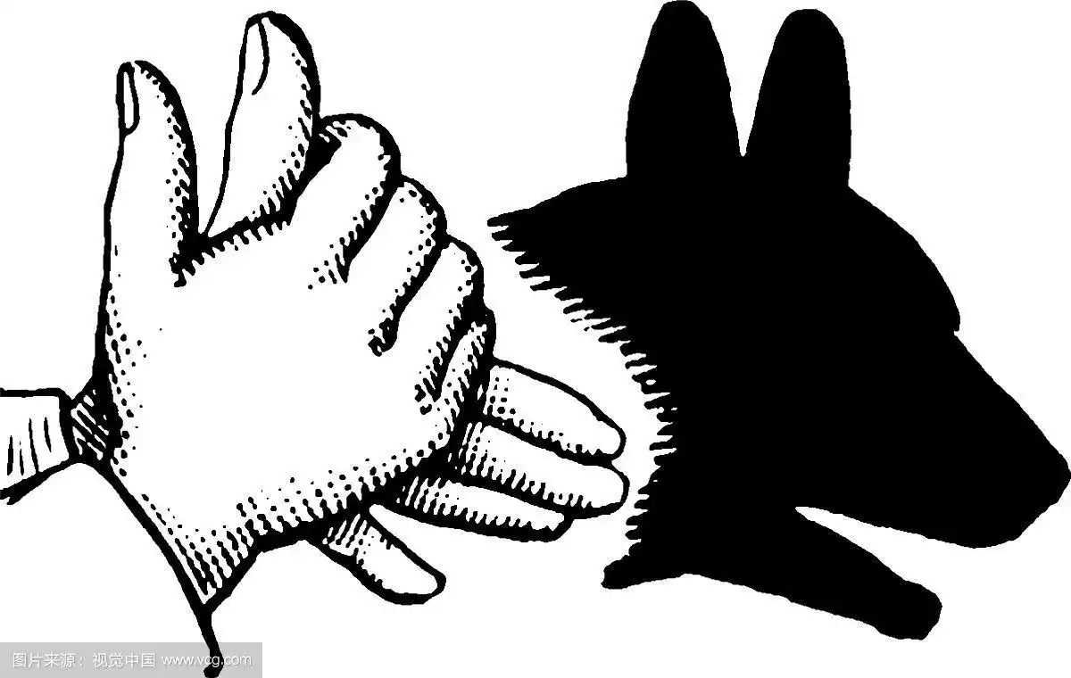 手影的狗复古雕刻