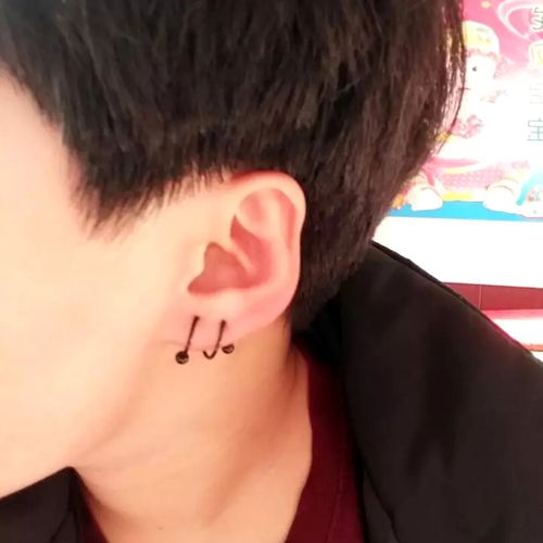 双耳洞不锈钢黑色耳钉 耳骨钉潮人个性穿刺饰品男女同款