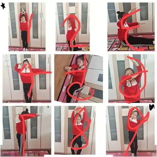 摇摇头,扭扭腰,用灵活柔软的身体摆出了10个数字的不同造型