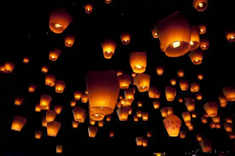 无人,横图,室外,夜晚,仰视,幸福,照明,许多,节日,灯笼,纸灯笼,很多