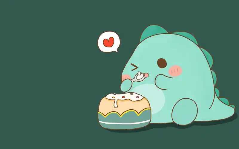 空洛洛,koloo,小恐龙,萌,可爱,吃吃吃,蛋糕空洛洛壁纸图片