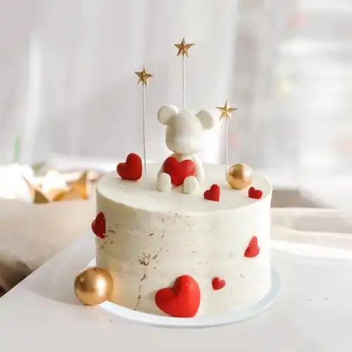 仿真生日蛋糕模型网红新款2021卡通熊创意定制塑胶假橱窗样品站示